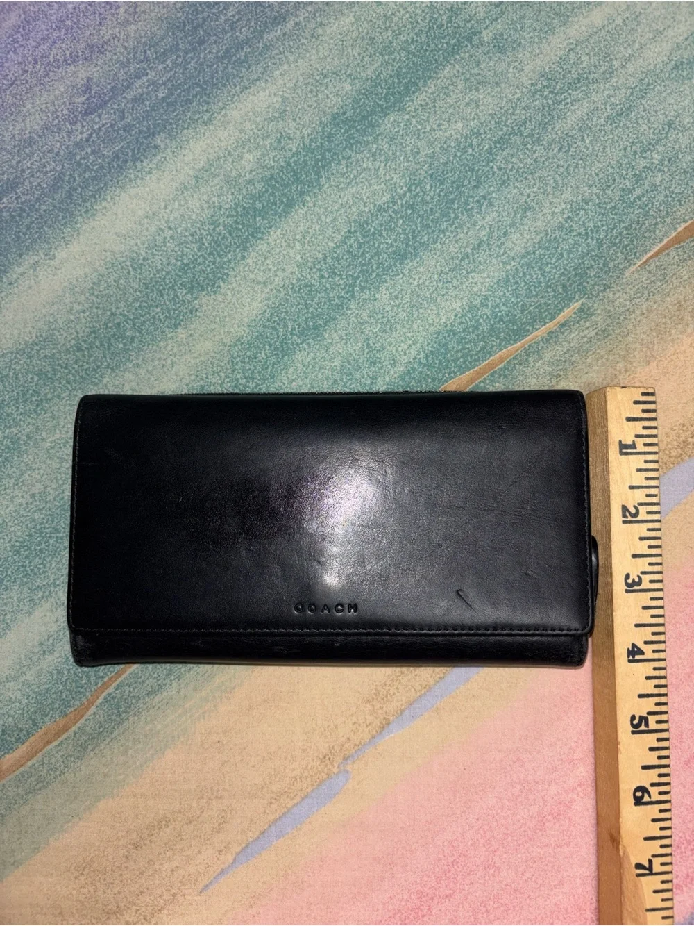 Coach vintage black leather checkbook wallet legacy 3trifold wallet